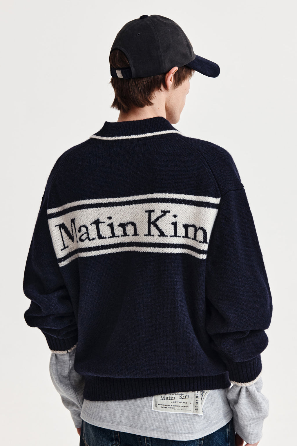 Matin Kim - Back Logo Collar Knit Top (Dark Navy) product image 9 | TRAB K-Fashion Australia