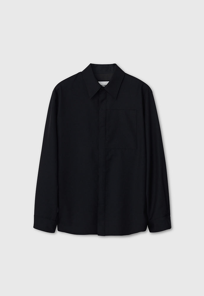 Tonywack - Wool Twill Hidden Pocket Shirt (Black) product image 9 | TRAB K-Fashion Australia