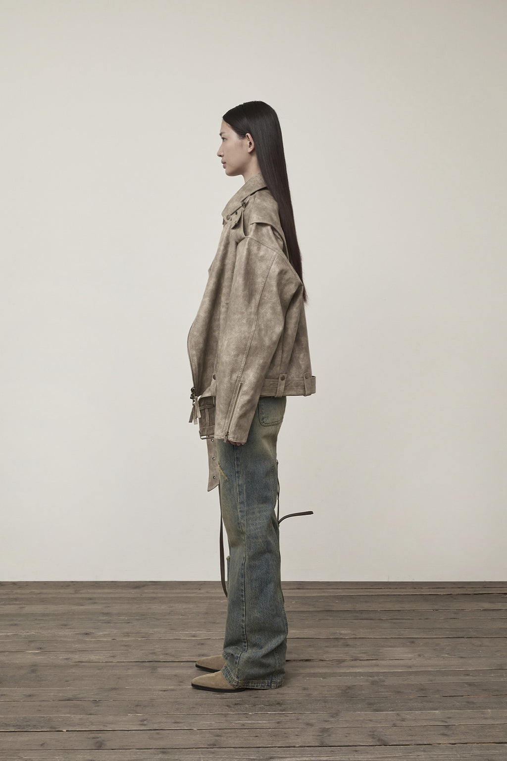 Matin Kim - Semi Boots Cut Washed Denim Pants (Blue) product image 6 | TRAB K-Fashion Australia