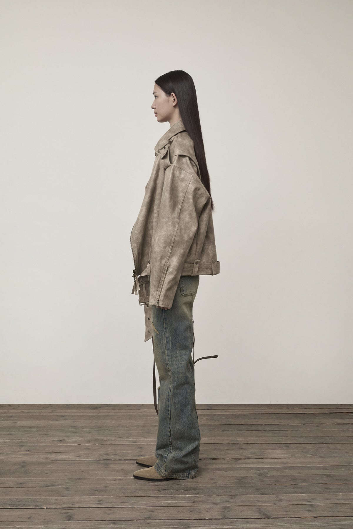Matin Kim - Semi Boots Cut Washed Denim Pants (Blue) product image 6 | TRAB K-Fashion Australia