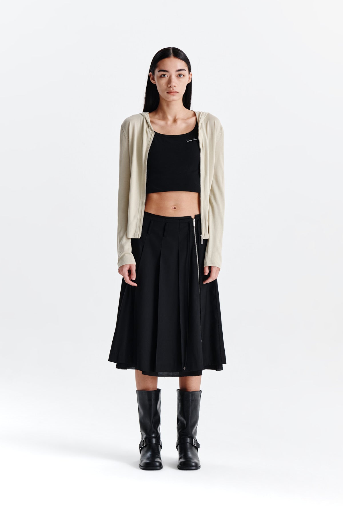Matin Kim - String Point Layered Pleats Skirt (Black) product image 5 | TRAB K-Fashion Australia