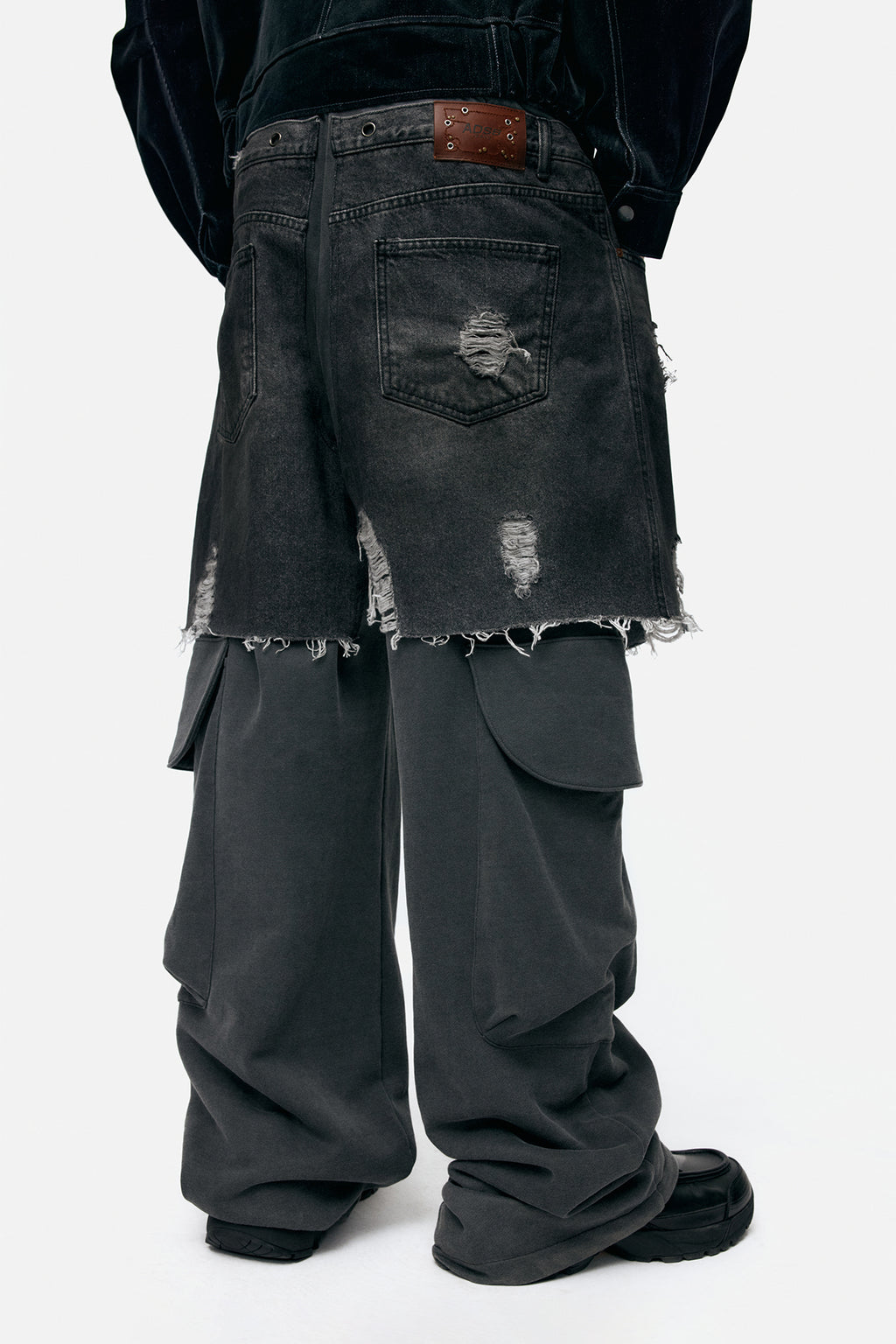 Andersson Bell - Unisex Rugged Denim-Inset Sweatpants (Black) product image 7 | TRAB K-Fashion Australia