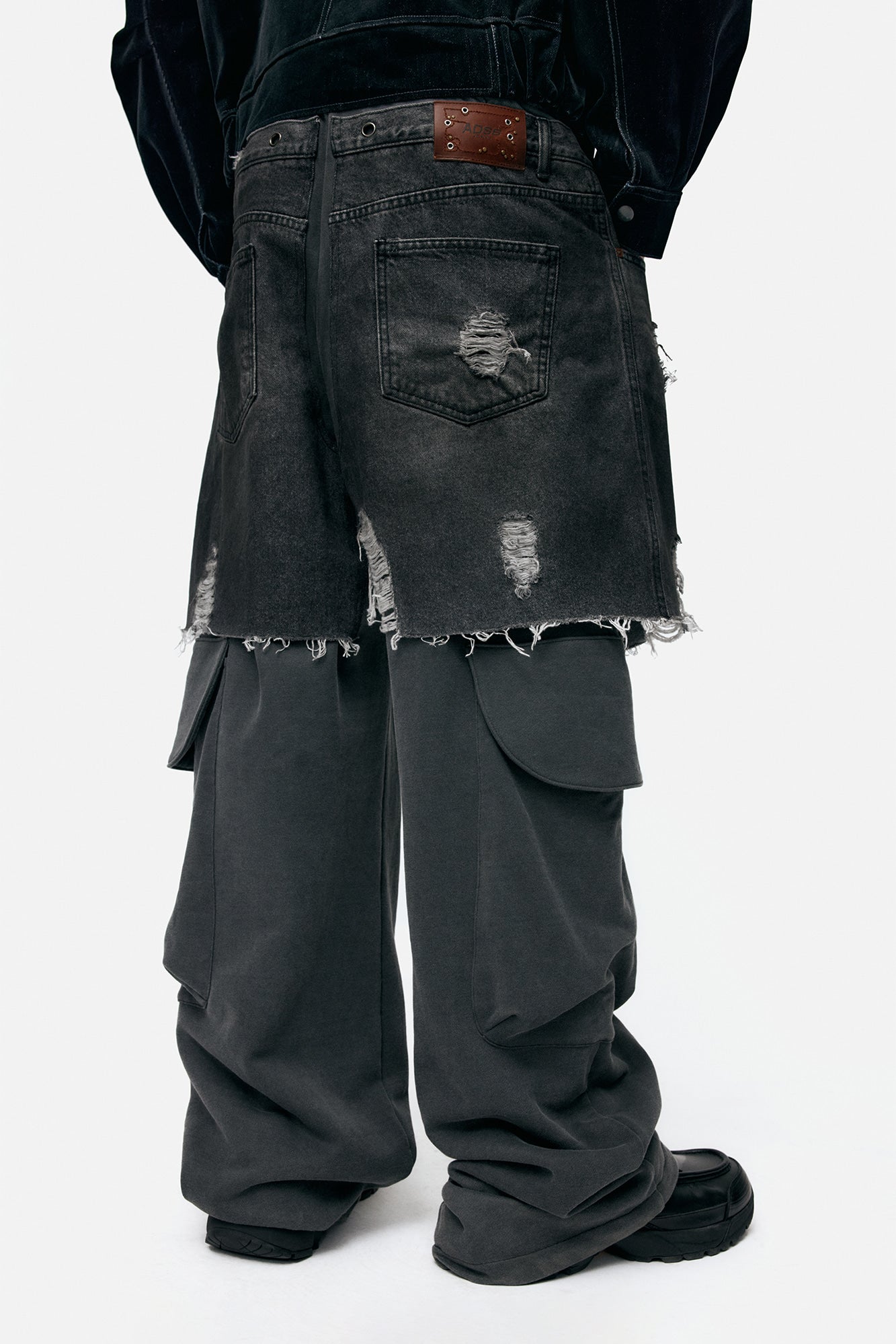 Andersson Bell - Unisex Rugged Denim-Inset Sweatpants (Black) product image 7 | TRAB K-Fashion Australia