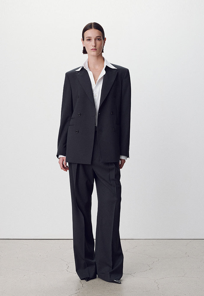 Tonywack - Wool Twill Pleated Wide Trousers (Carbon Grey) product image 4 | TRAB K-Fashion Australia