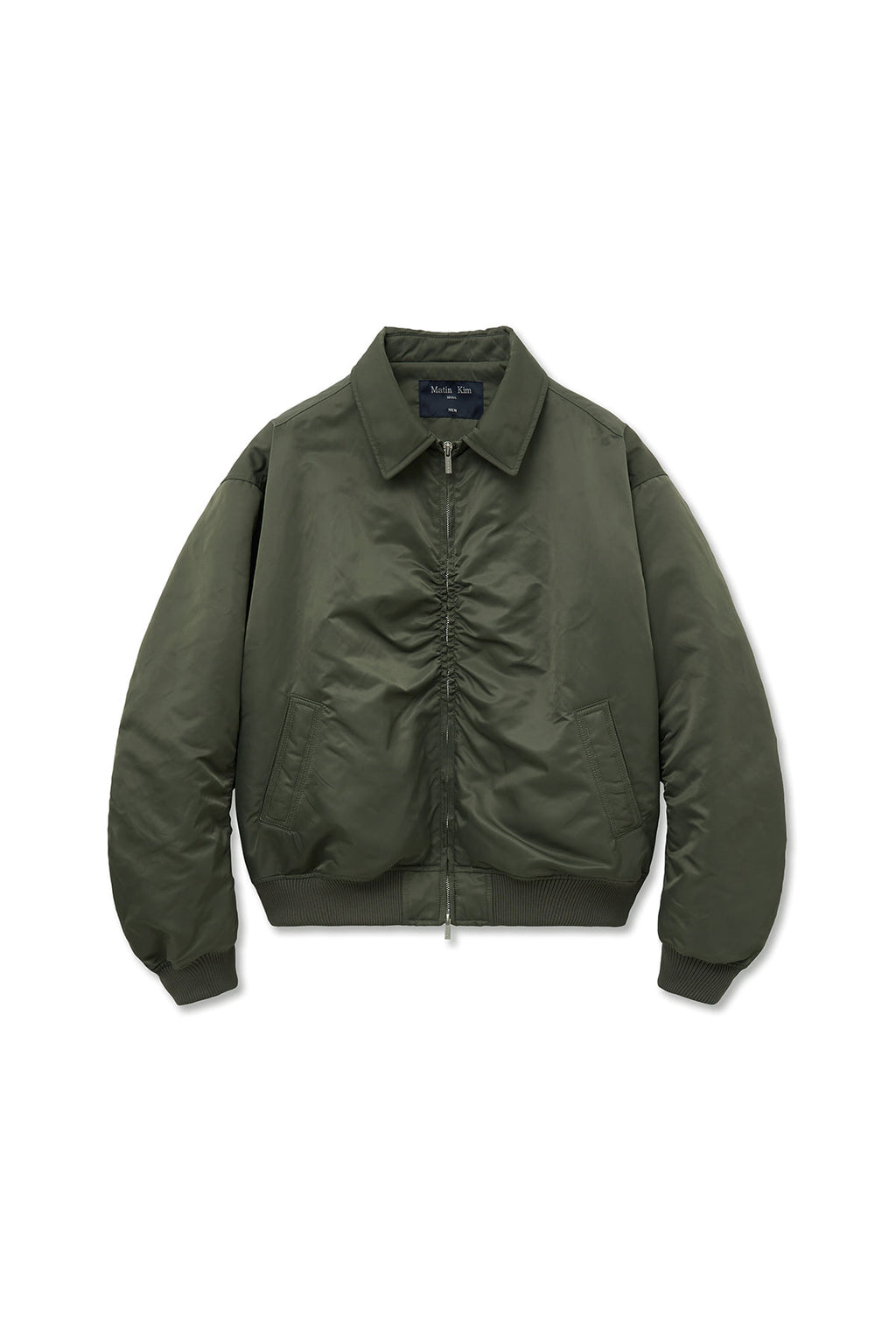 Matin Kim - Applique Logo Shirring Bomber Jumper (Khaki) product image 1 | TRAB K-Fashion Australia