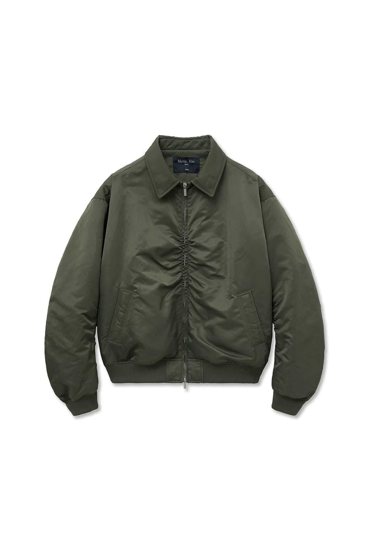 Matin Kim - Applique Logo Shirring Bomber Jumper (Khaki) product image 1 | TRAB K-Fashion Australia