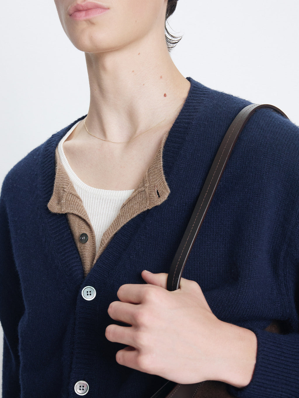 Tonywack - Wool And Cashmere Layered Cardigan (Navy/Taupe) product image 6 | TRAB K-Fashion Australia