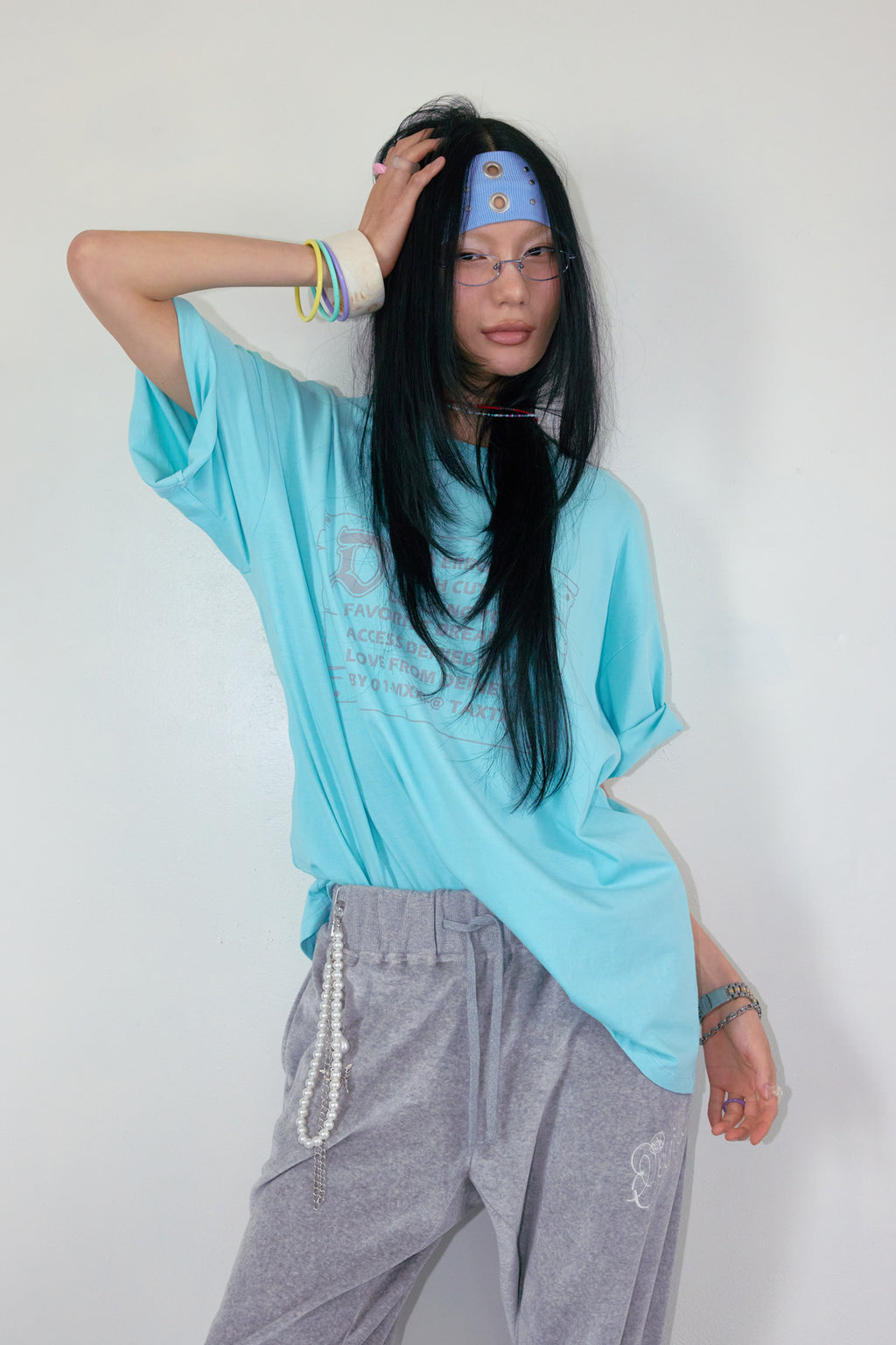 Deinet - D Lettering Graphic Oversized T-Shirt (Mint) product image 7 | TRAB K-Fashion Australia