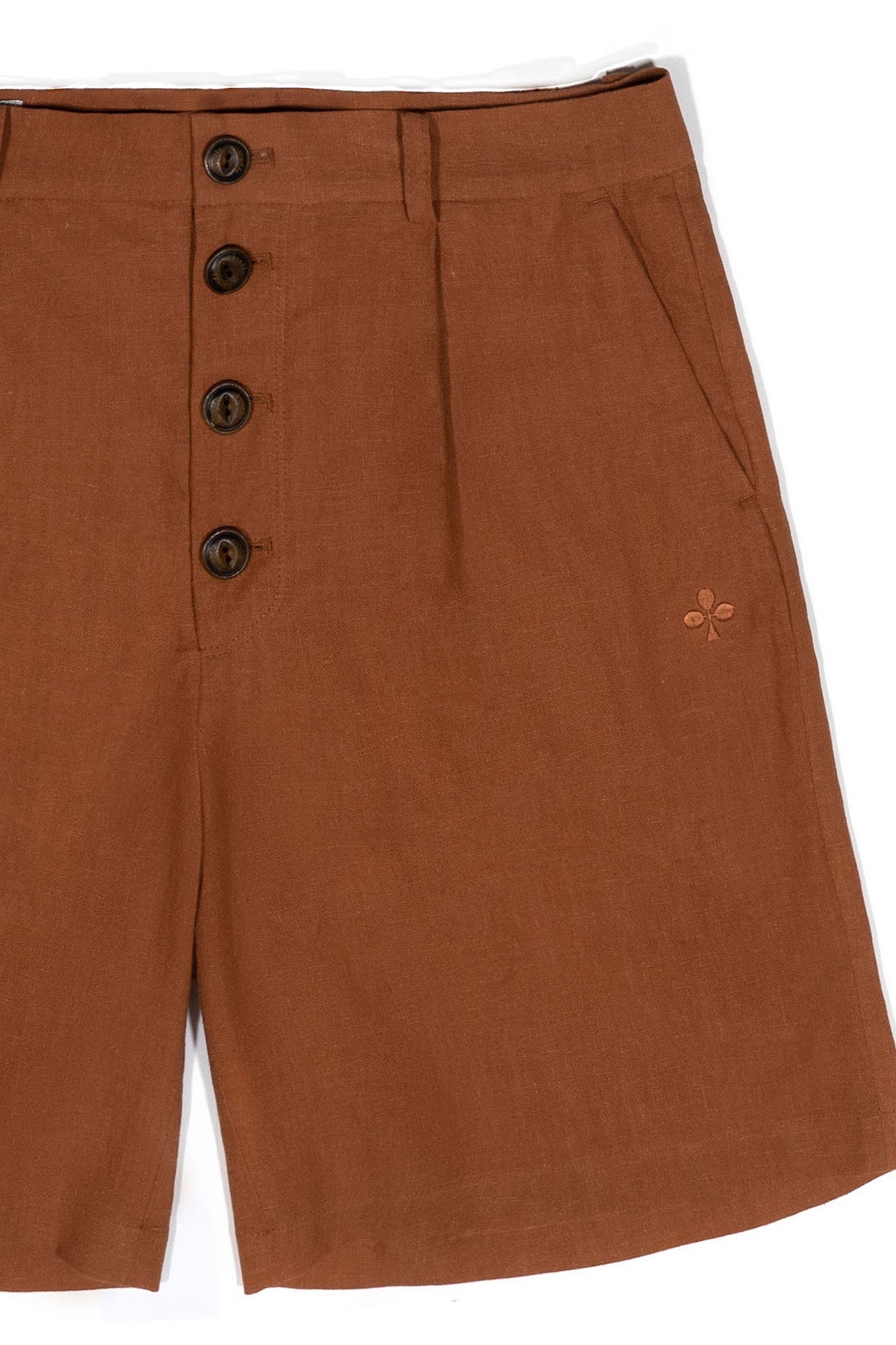 Ioedle - Clover Embroidered Button Shorts (Brown) product image 4 | TRAB K-Fashion Australia