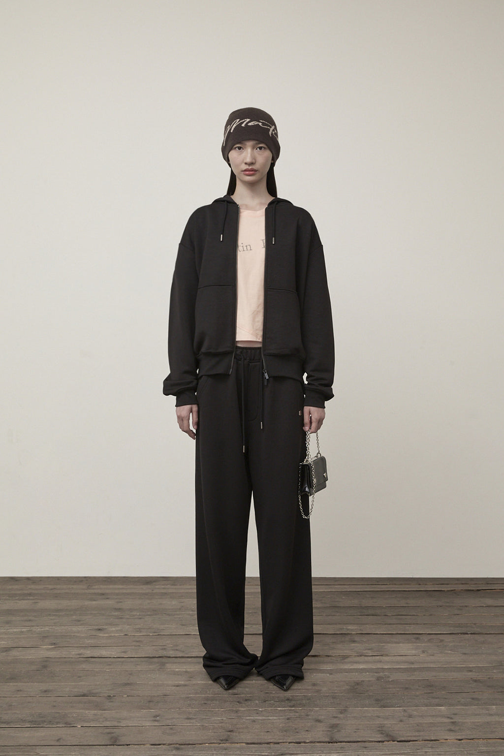 Matin Kim - Back Logo Glitter Hoody Zip Up (Black) product image 10 | TRAB K-Fashion Australia