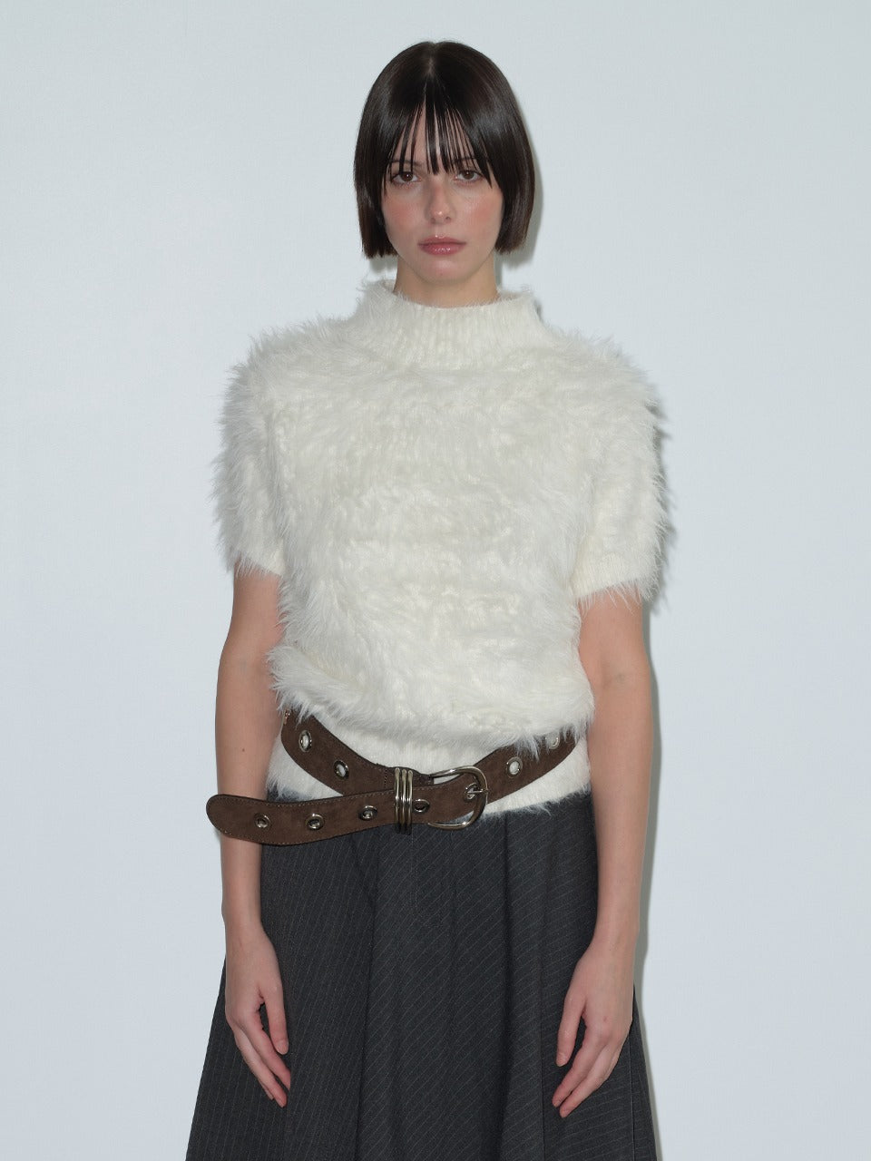 Margarin Fingers - Hairy High Neck Knit (Ivory) product image 1 | TRAB K-Fashion Australia