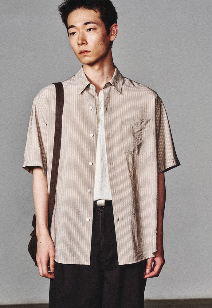 Art if acts - Wrinkle Rayon Half Shirt (Moss Beige) product image 1 | TRAB K-Fashion Australia