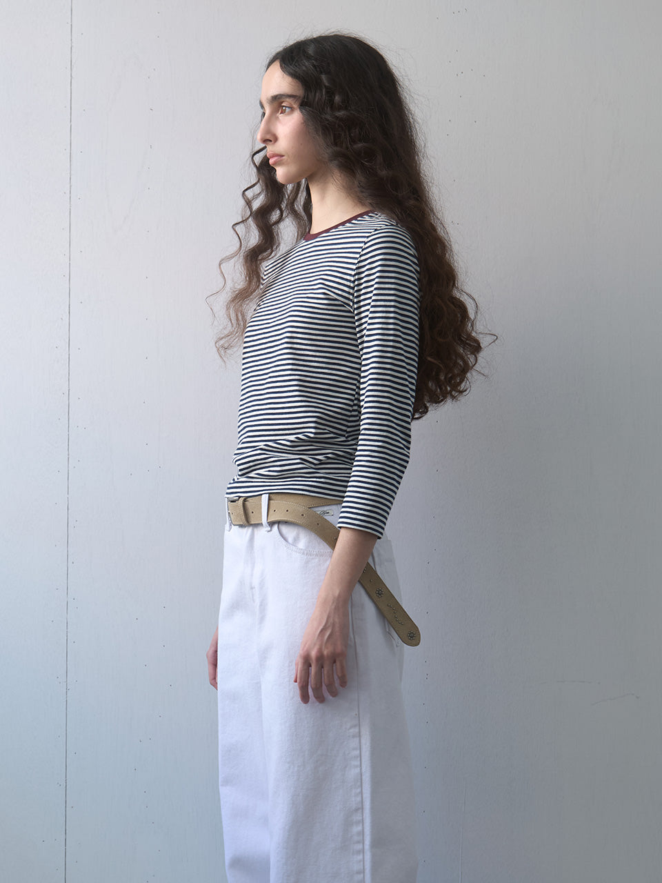 Kijun - Stripe Mid Sleeve Tee (Navy) product image 2 | TRAB K-Fashion Australia