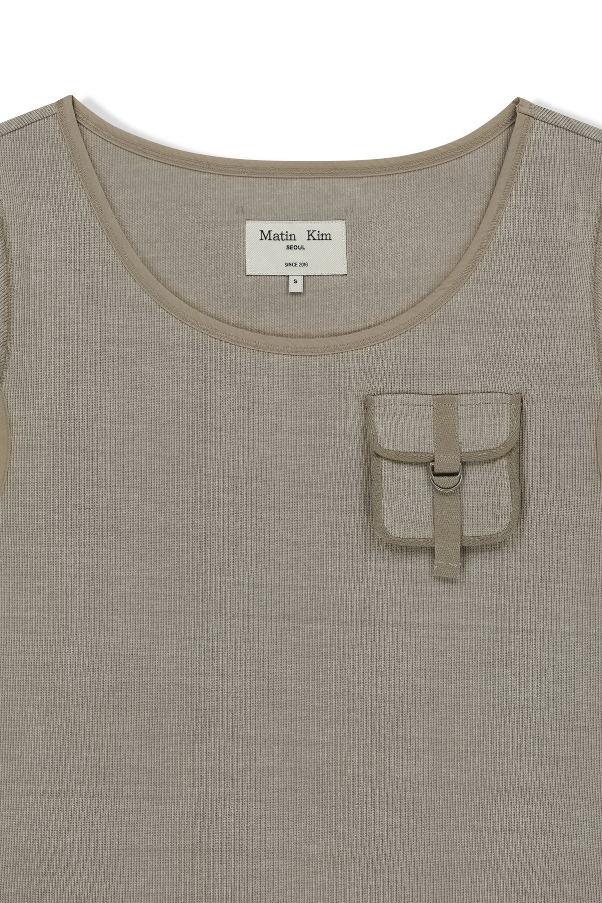 Matin Kim - Pocket Point Slim Fit Top (Beige) product image 3 | TRAB K-Fashion Australia