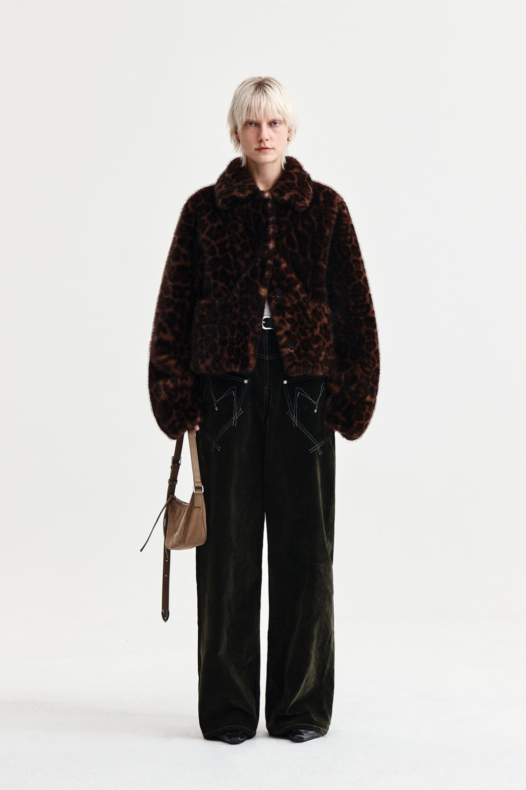 Matin Kim - Reverse Velvet Wide Denim Pants (Khaki) product image 1 | TRAB K-Fashion Australia