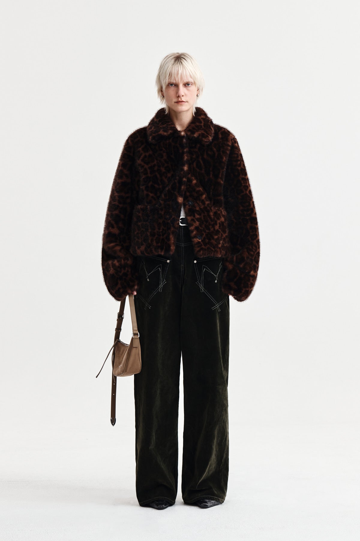 Matin Kim - Reverse Velvet Wide Denim Pants (Khaki) product image 1 | TRAB K-Fashion Australia