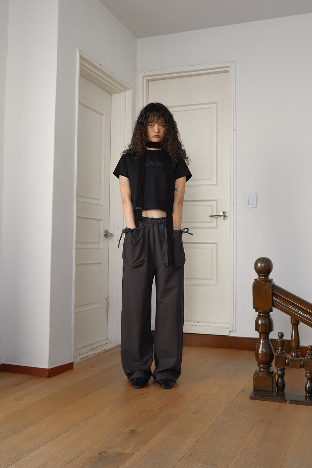 Matin Kim - Volume Pocket Sweatpants (Charcoal) product image 11 | TRAB K-Fashion Australia