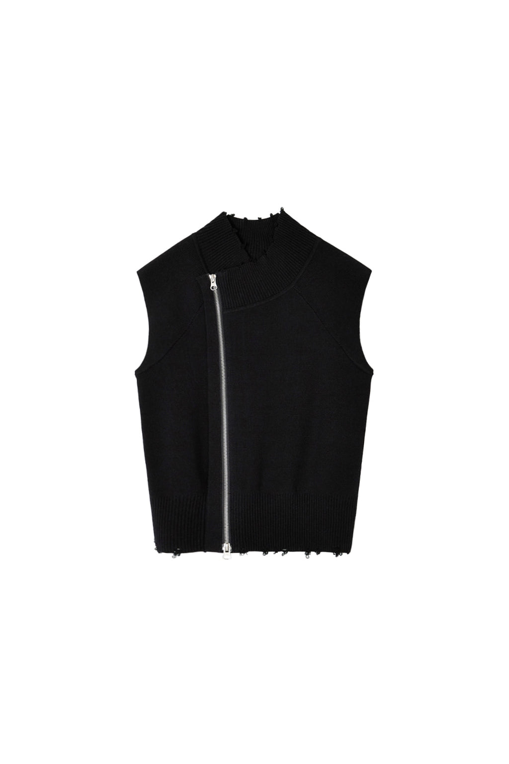 Matin Kim - High Neck Logo Knit Zip Up Vest (Black) product image 2 | TRAB K-Fashion Australia