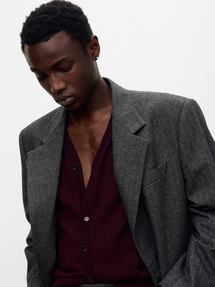 Tonywack - Herringbone Wool Relaxed Tailored Jacket (Mid-Grey Herringbone) product image 6 | TRAB K-Fashion Australia