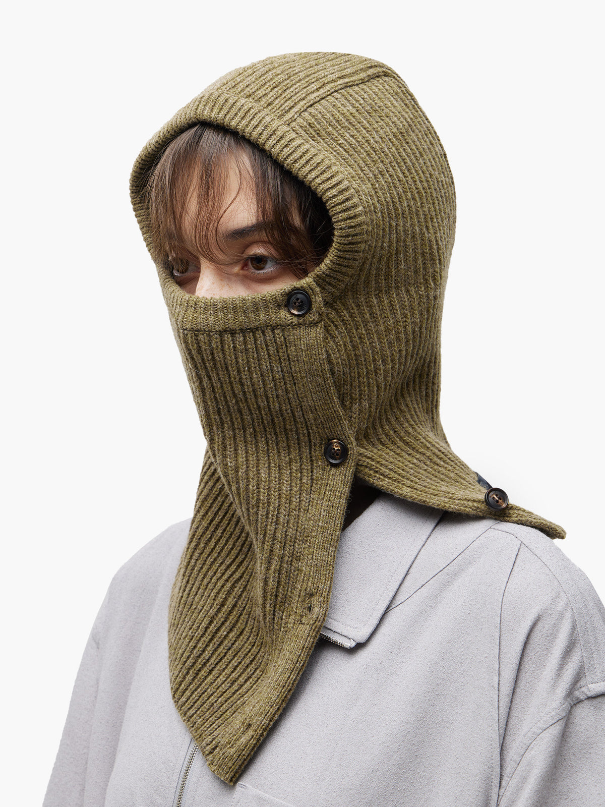 Jiyong Kim - Button Closure Balaclava (Khaki) product image 4 | TRAB K-Fashion Australia