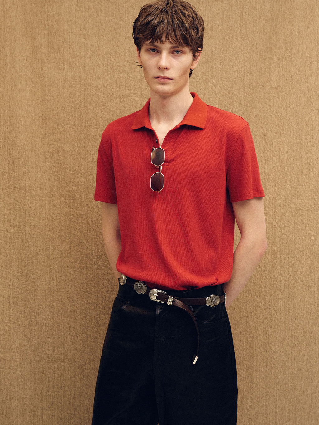 Tonywack - Soft Ribbed Polo Shirt (Dark Red) product image 8 | TRAB K-Fashion Australia