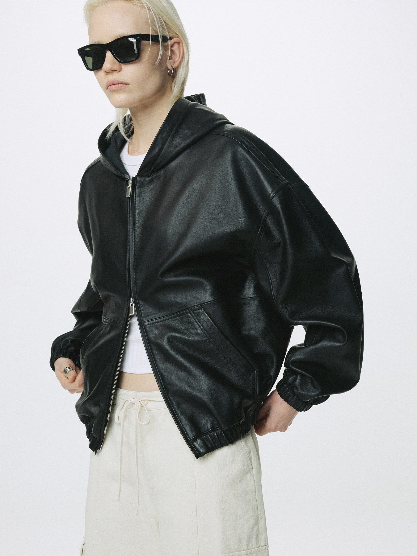 Tonywack - Nappa Leather Hoodie Jacket (Black) product image 8 | TRAB K-Fashion Australia