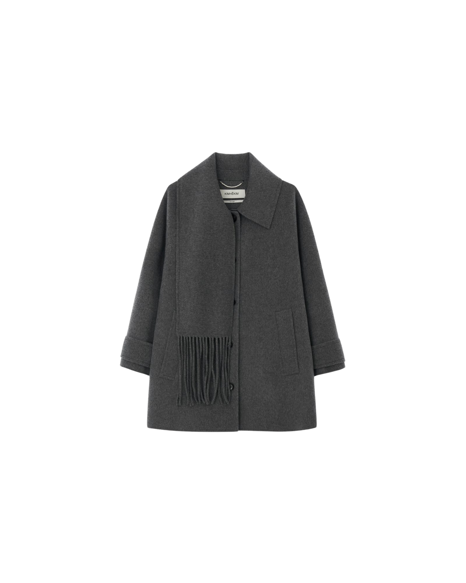 Kimhe Kim - Scarf Detail Half Coat (Charcoal) product image 11 | TRAB K-Fashion Australia