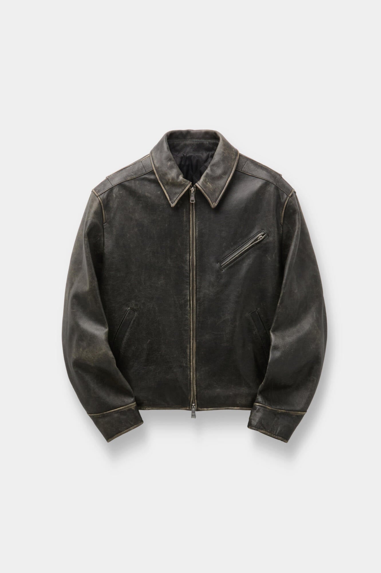 Coor - Cow Washed Biker Leather Jacket (Washed Black) product image 1 | TRAB K-Fashion Australia
