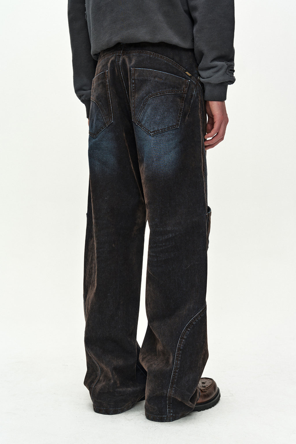 Andersson Bell - Unisex Rodeo Biker Wide-Leg Jeans (brown/blue) (Brown/Blue) product image 6 | TRAB K-Fashion Australia