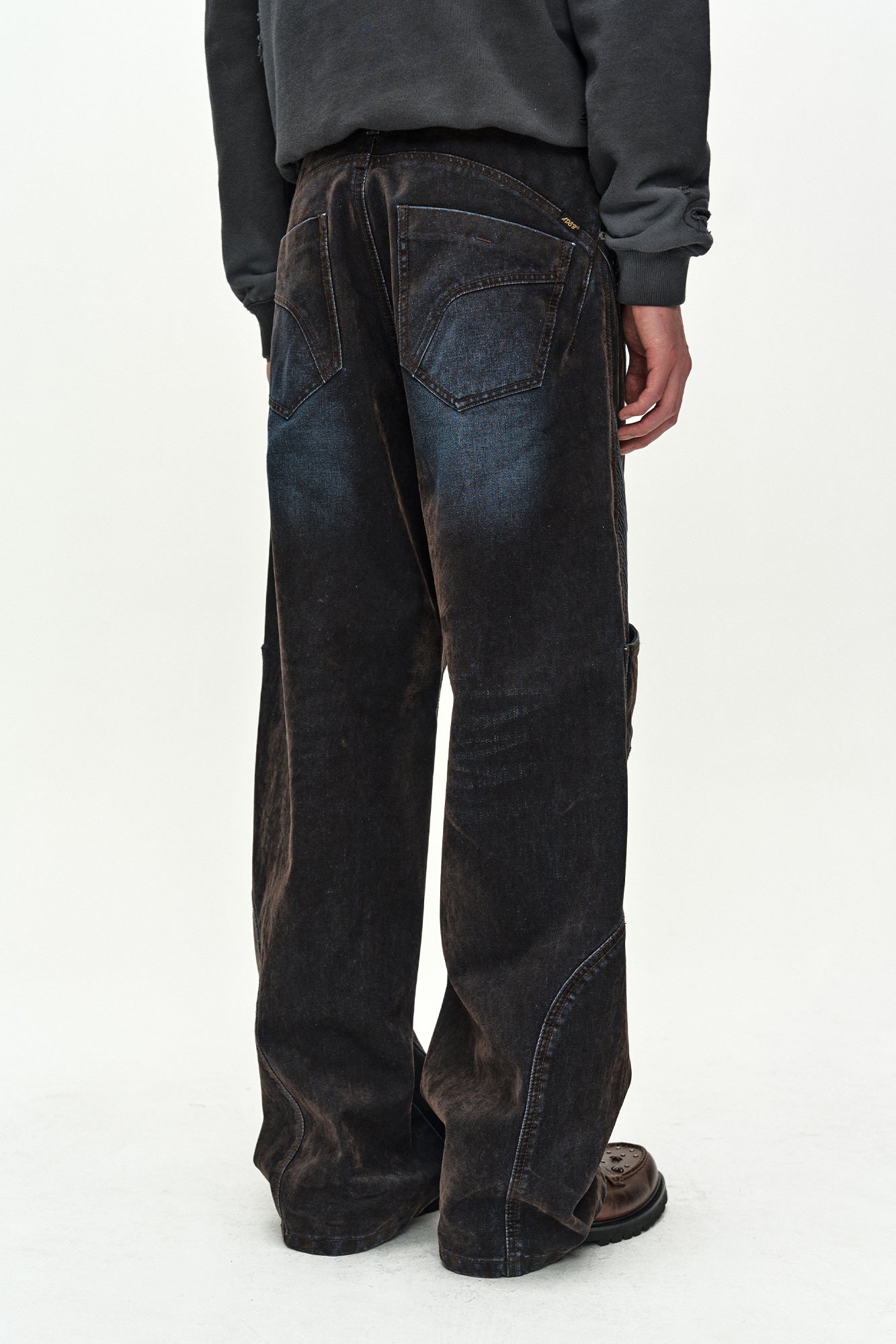 Andersson Bell - Unisex Rodeo Biker Wide-Leg Jeans (brown/blue) (Brown/Blue) product image 6 | TRAB K-Fashion Australia
