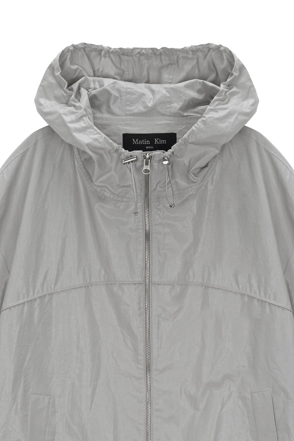 Matin Kim - Matin High Neck Coating Hoody Jumper (Light Grey) product image 3 | TRAB K-Fashion Australia