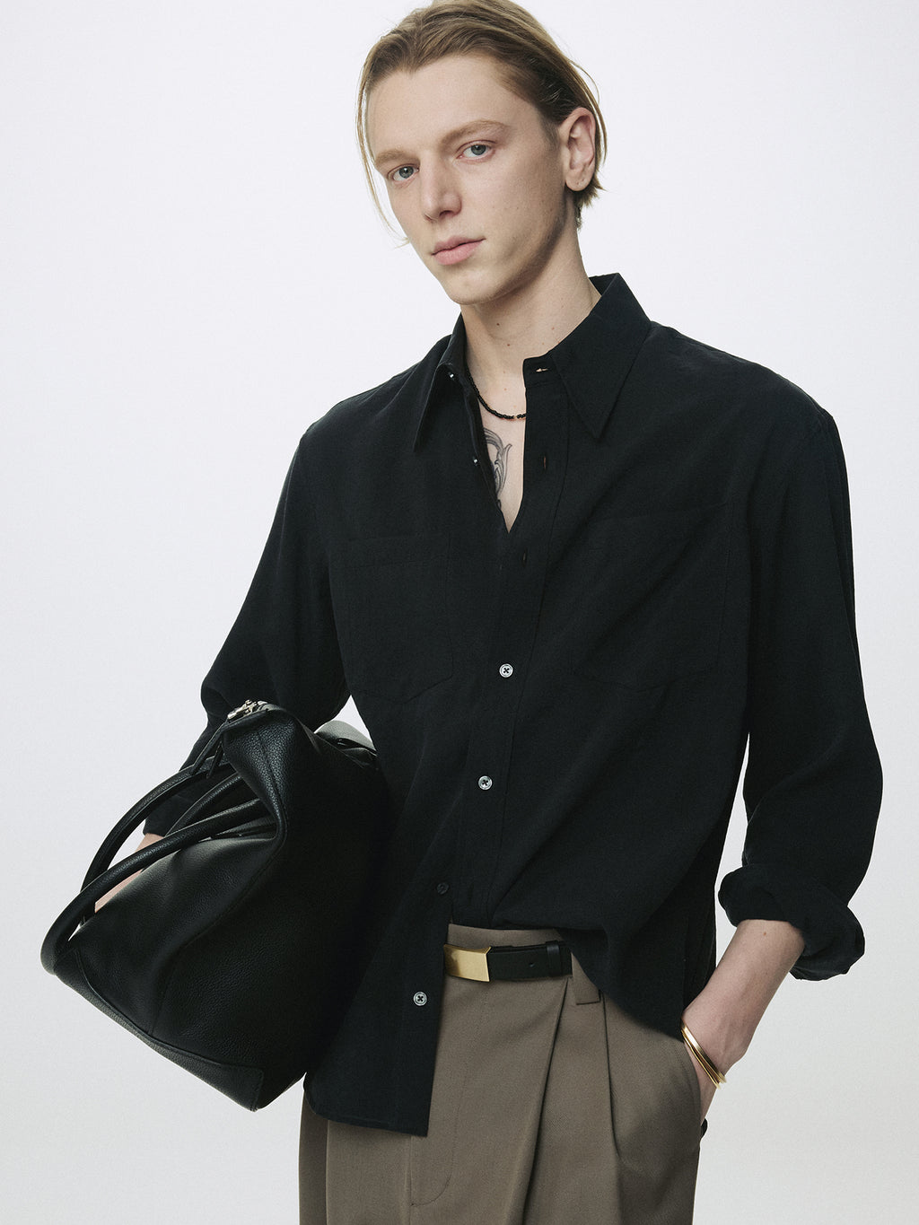 Tonywack - Silk Crepe Shirt (Black) product image 6 | TRAB K-Fashion Australia