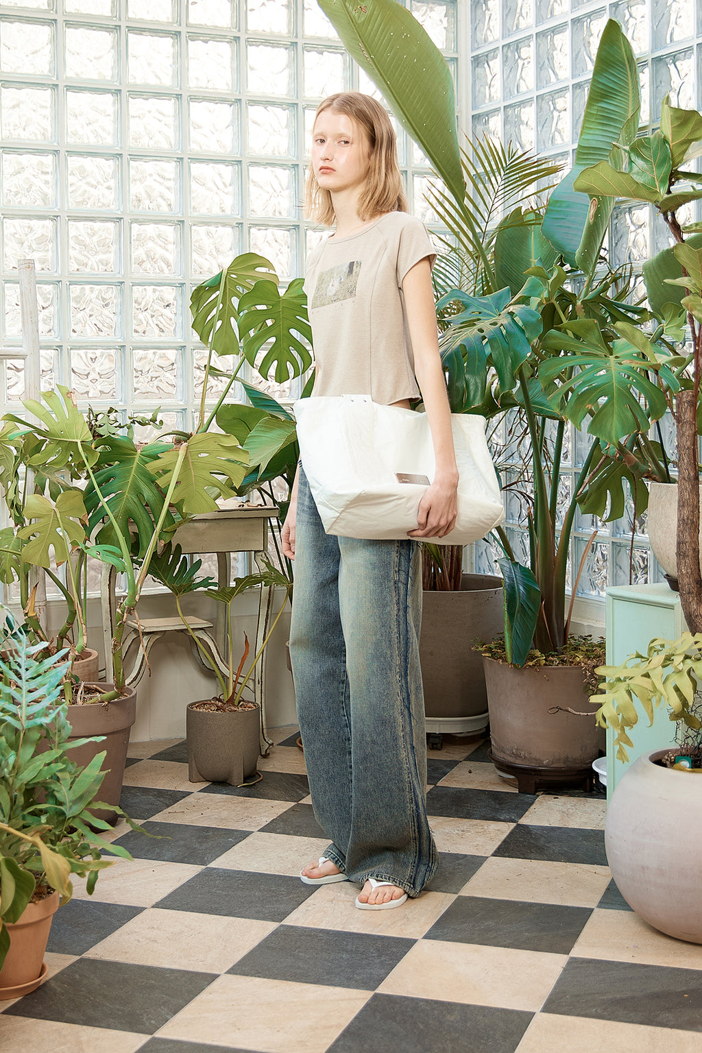 Matin Kim - Rough Cut Line Point Denim Pants (Smoke Blue) product image 9 | TRAB K-Fashion Australia