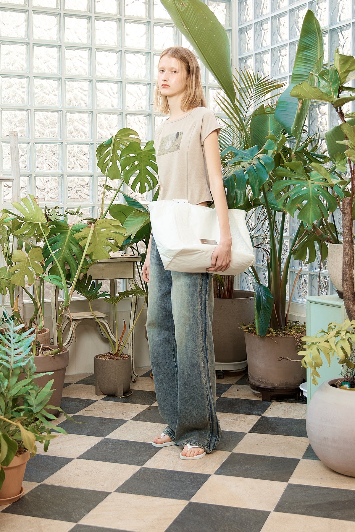 Matin Kim - Rough Cut Line Point Denim Pants (Smoke Blue) product image 9 | TRAB K-Fashion Australia