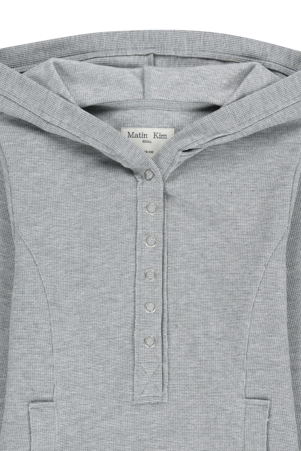 Matin Kim - Waffle Henley Neck Hood Top (Grey) product image 3 | TRAB K-Fashion Australia
