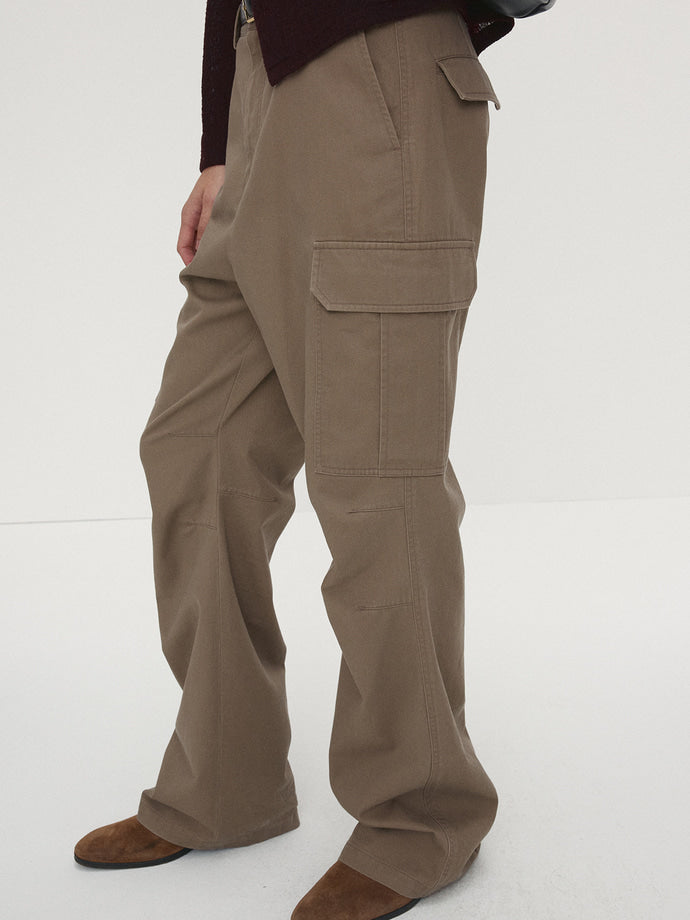 Tonywack - Washed Cotton Loose Flared Cargo Pants (Beige) product image 3 | TRAB K-Fashion Australia