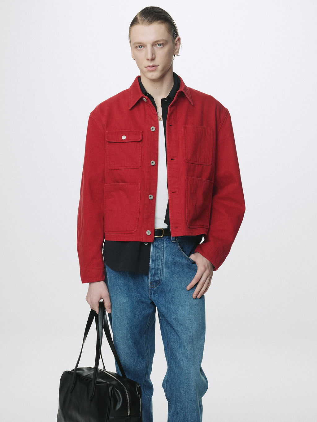 Tonywack - Slub Cotton Cropped Work Jacket (Red) product image 5 | TRAB K-Fashion Australia