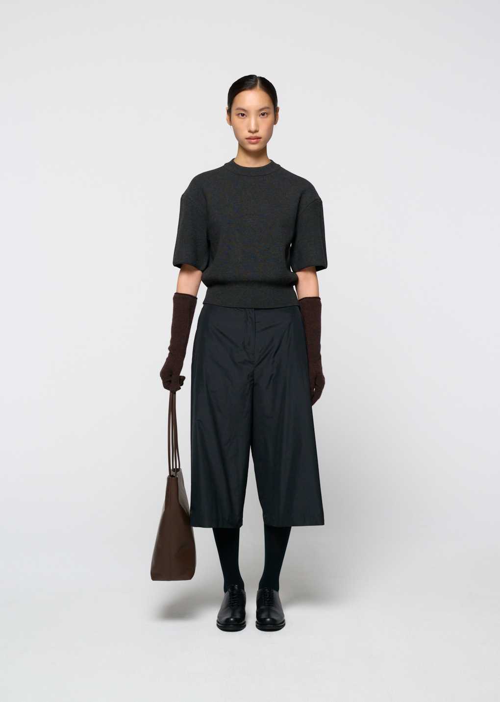 Amomento - Rounded half knit top (Charcoal) product image 2 | TRAB K-Fashion Australia