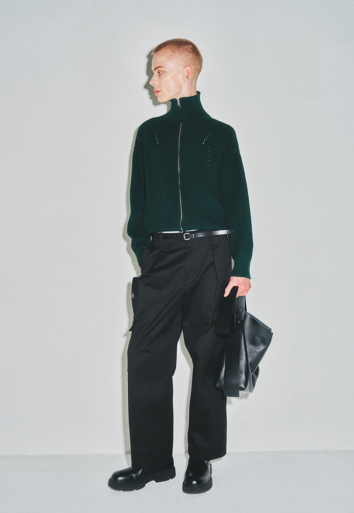 Tonywack - Italian Cotton Hard Twist Zip-Up Knit (Dark Green) product image 4 | TRAB K-Fashion Australia