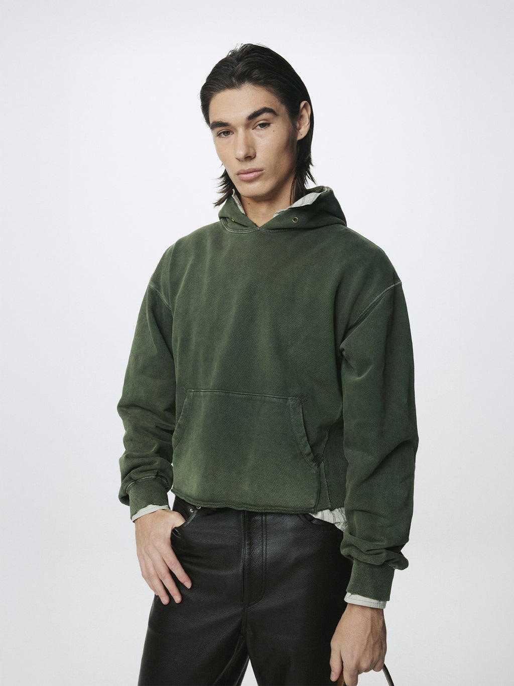 Tonywack - Garment Dyed Raw Edge Hoodie (Faded Green) product image 1 | TRAB K-Fashion Australia
