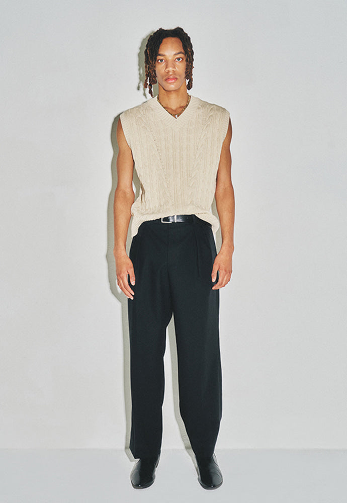 Tonywack - Cotton Twist V-Cable Knit Vest (Natural) product image 9 | TRAB K-Fashion Australia