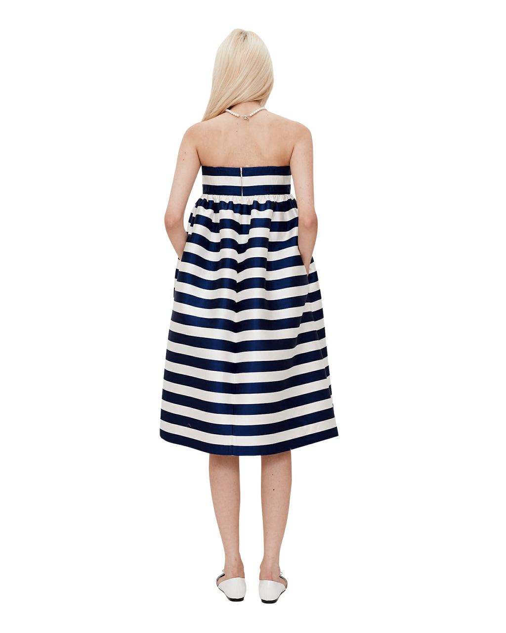 Kimhe Kim - Striped Mikado Silk Midi Dress (Navy) product image 4 | TRAB K-Fashion Australia