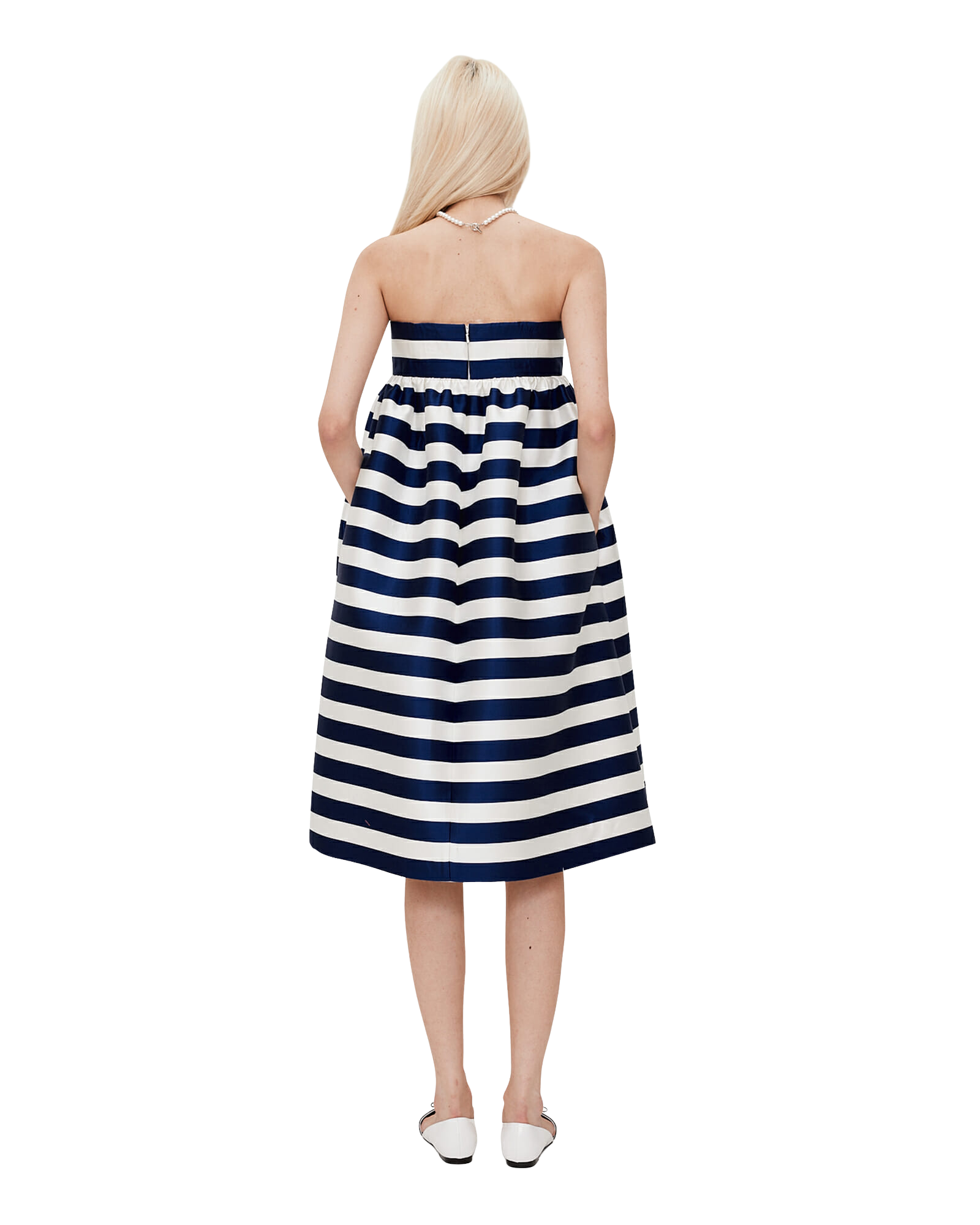 Kimhe Kim - Striped Mikado Silk Midi Dress (Navy) product image 4 | TRAB K-Fashion Australia