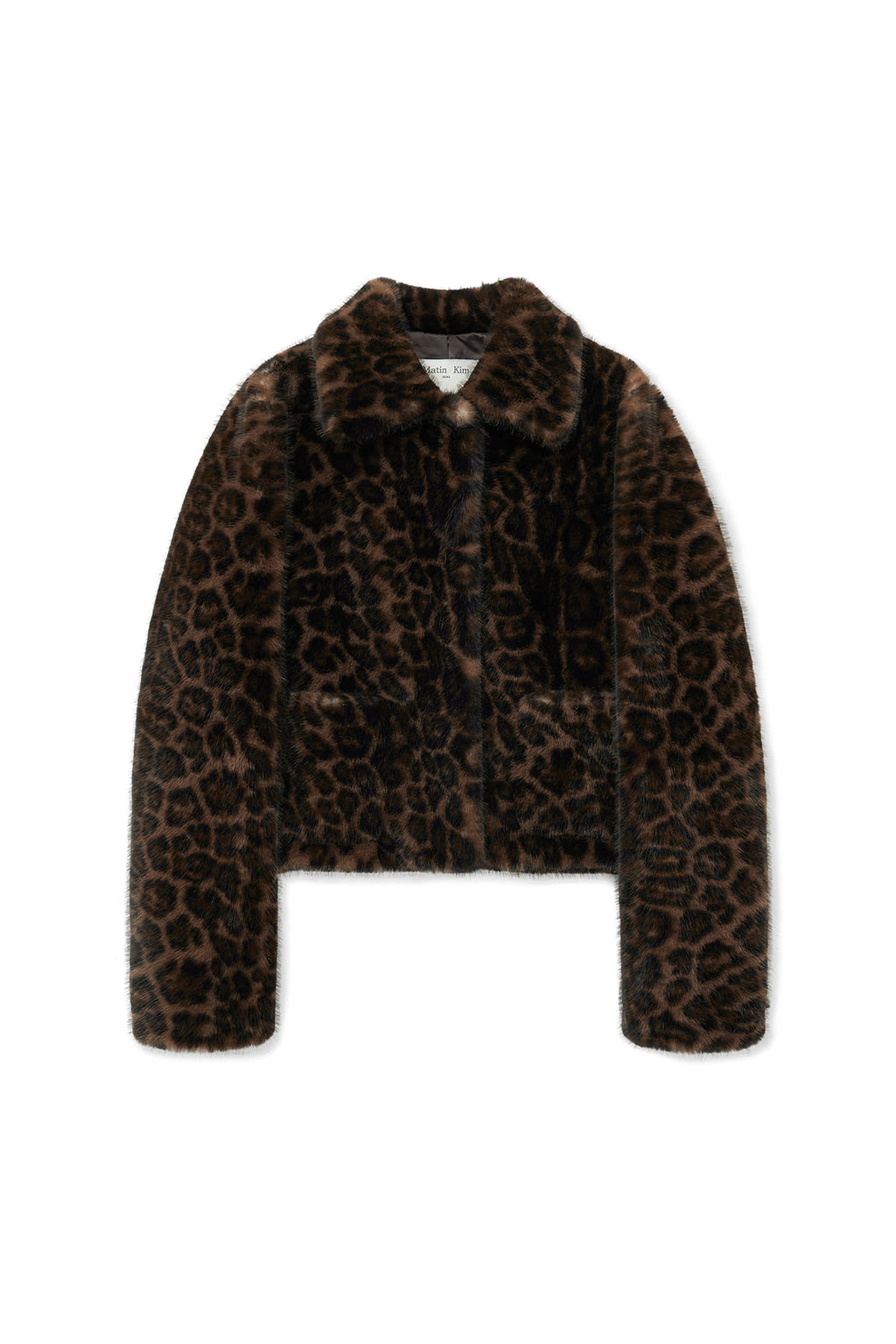Matin Kim - Leopard Fur Crop Jacket (Brown) product image 1 | TRAB K-Fashion Australia