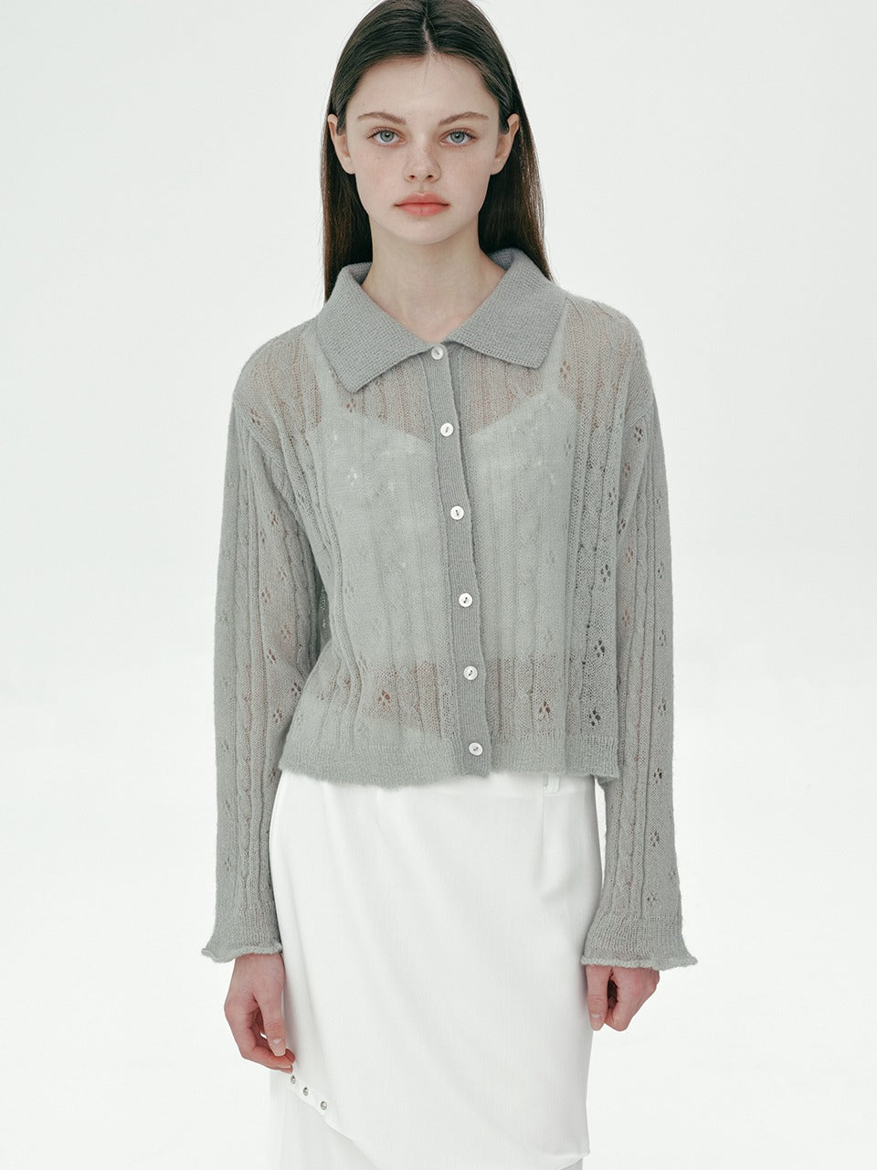 Margarin Fingers - Collar Mohair Cardigan (Mint) product image 1 | TRAB K-Fashion Australia