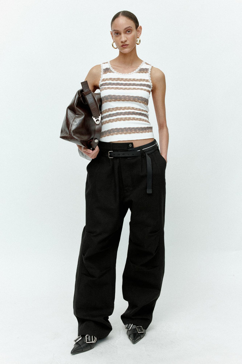 Andersson Bell - Hair Braid Stripe Tank Top (White) product image 2 | TRAB K-Fashion Australia