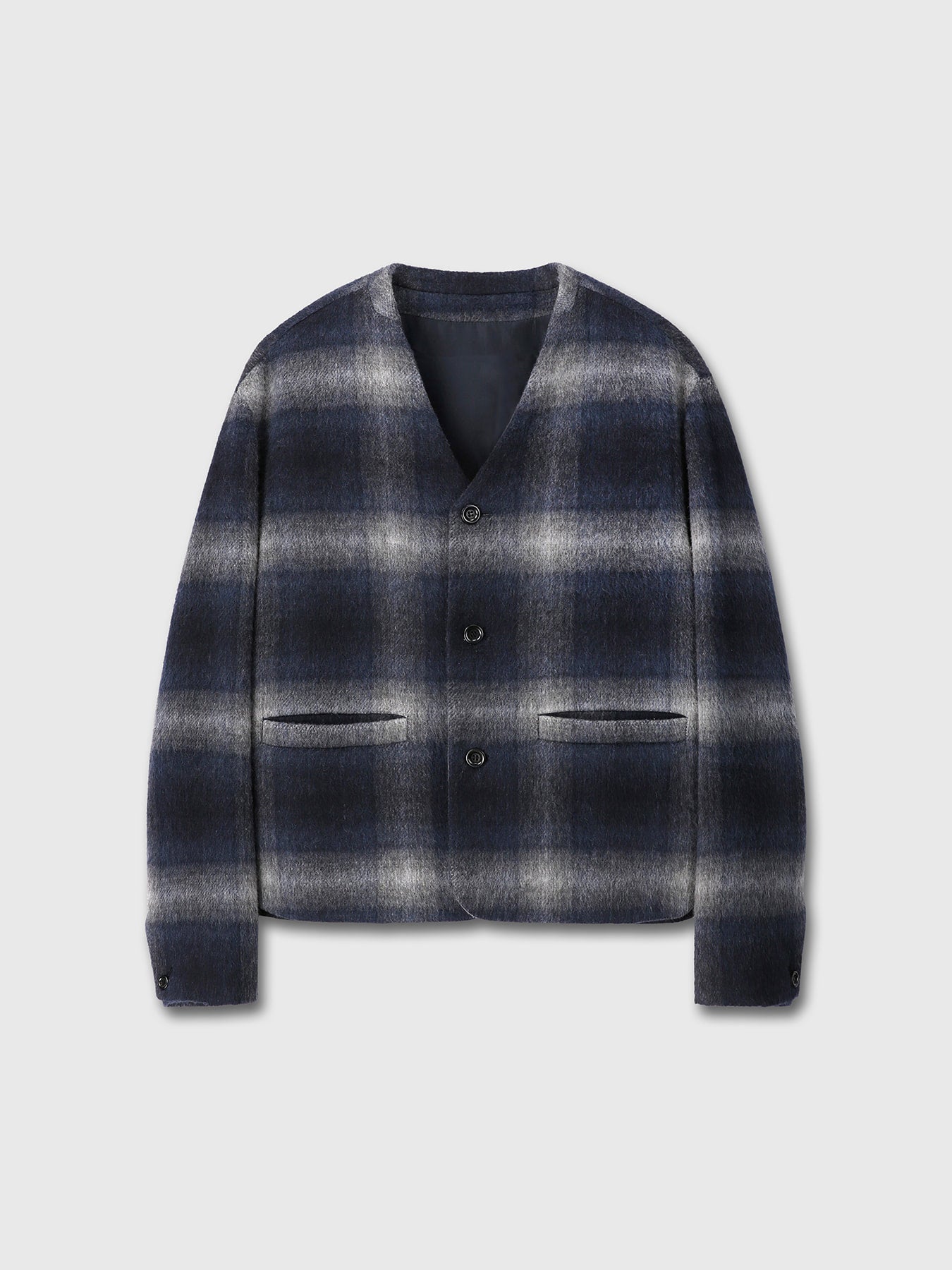 Tonywack - Checked Mohair Blouson (Italian Fabric) (Navy/Grey) product image 8 | TRAB K-Fashion Australia
