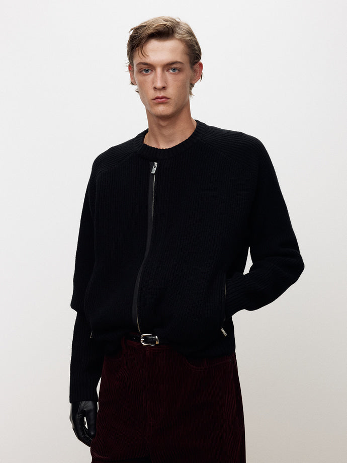 Tonywack - Merino Wool Knitted Zip-Up Jumper (Black) product image 7 | TRAB K-Fashion Australia