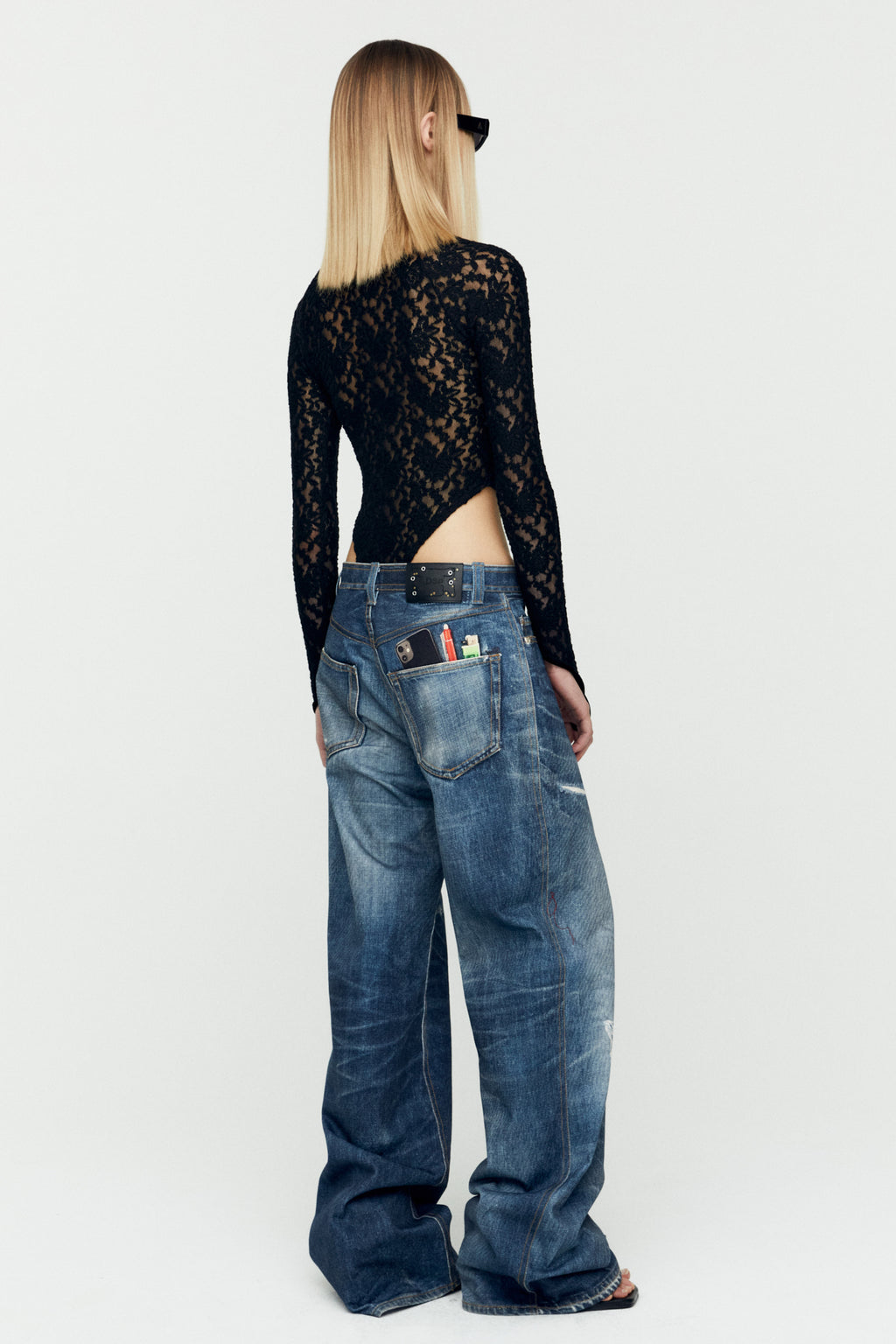 Andersson Bell - Trompe L'oeil Printed Denim Pants (Blue) product image 2 | TRAB K-Fashion Australia