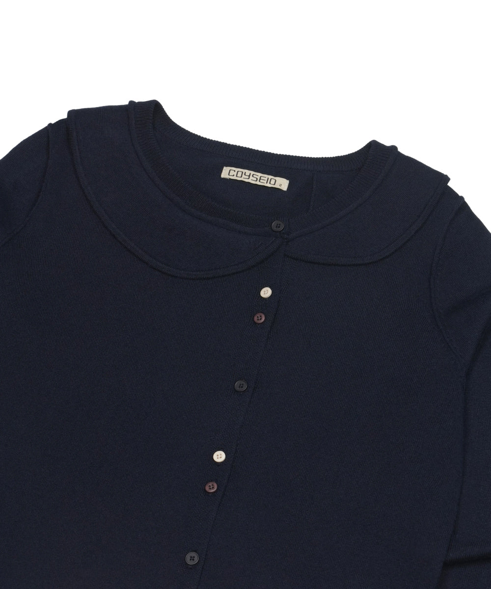 Coyseio - Round Collar Knit Cardigan (Navy) product image 12 | TRAB K-Fashion Australia